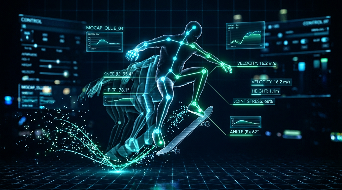 滑板動作捕捉 — 33 關節骨架追蹤